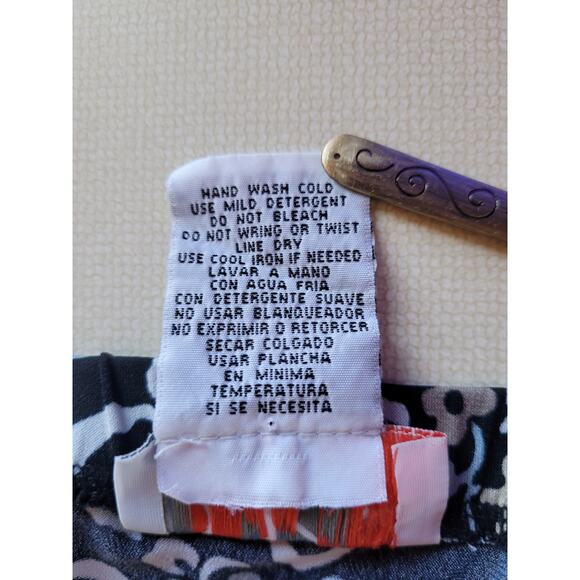 R&K Originals Black Ivory Midi Dress 10 Boho Geometric Sleeveless V Neck Modest - Picture 9 of 9